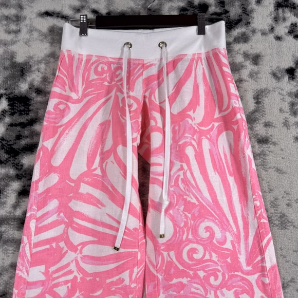 Lilly Pulitzer The Beach Pant Womens Size Small Pink Colorful Hippie Linen‎ - Picture 3 of 16